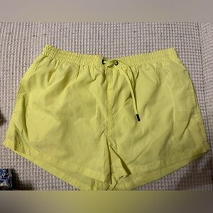 Zara Light Yellow Elastic Waist Shorts